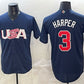 USA Baseball #3 Bryce Harper Navy World Baseball Classic Stitched Baseball Jersey