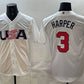 USA Baseball #3 Bryce Harper White World Baseball Classic Stitched Baseball Jersey