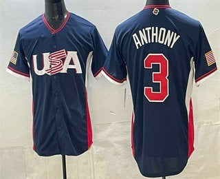USA Baseball #3 Roman Anthony Navy 2026 World Baseball Classic Cool Base Stitched Baseball Jersey