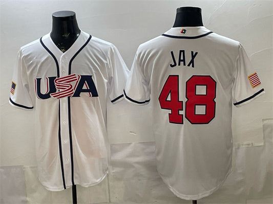 USA Baseball #48 Griffin Jax White 2026 World Baseball Classic Home Stadium Stitched Baseball Jersey