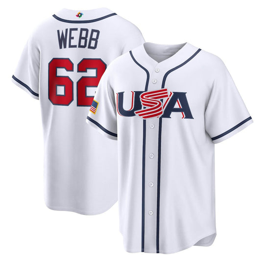 USA Baseball #62 Logan Webb 2026 World Baseball Classic Home Stadium Jersey - White Baseball Jersey Puhics