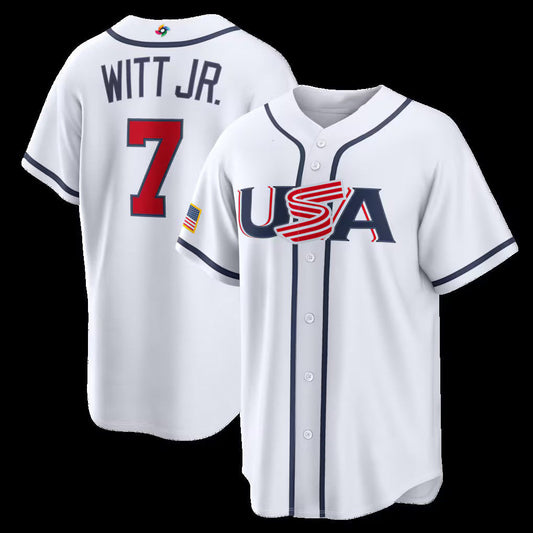 USA Baseball #7 Bobby Witt Jr. 2026 World Baseball Classic Home Stadium Jersey - White Baseball Jersey Puhics