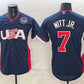 USA Baseball #7 Bobby Witt Jr. Navy 2026 World Baseball Classic United States 250th Anniversary Patch Road Stadium Stitched Baseball Jersey
