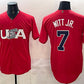 USA Baseball #7 Bobby Witt Jr. Red World Baseball Classic Stitched Baseball Jersey