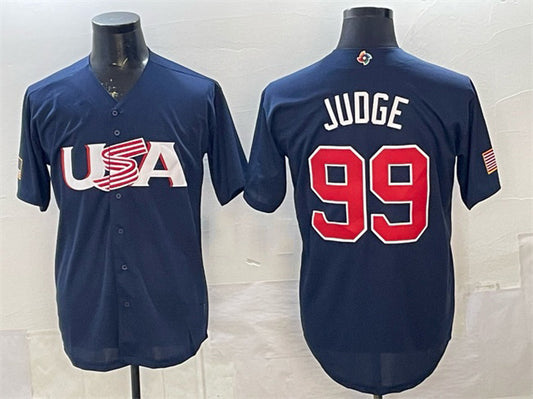 USA Baseball #99 Aaron Judge 2023 Navy World Baseball Classic Stitched Baseball Jersey