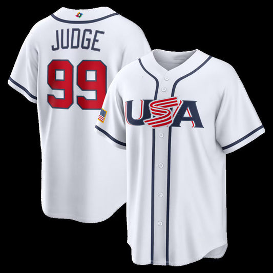USA Baseball #99 Aaron Judge 2026 World Baseball Classic Home Stadium Jersey - White Baseball Jersey Puhics