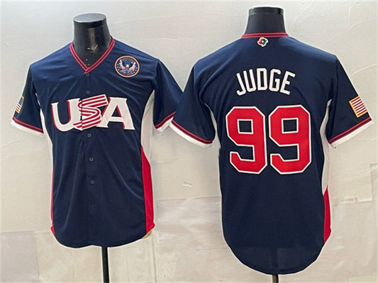 USA Baseball #99 Aaron Judge Navy 2026 World Baseball Classic United States 250th Anniversary Patch Road Stadium Stitched Baseball Jersey
