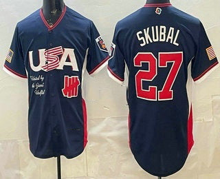 USA Undefeated #27 Tarik Skubal Navy 2026 World Baseball Classic Cool Base Stitched Baseball Jersey