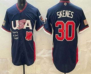 USA Undefeated #30 Paul Skenes Navy 2026 World Baseball Classic Cool Base Stitched Baseball Jersey