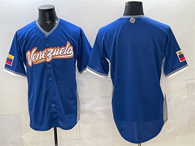 Venezuela Baseball Blank Blue 2026 World Baseball Classic Road Stadium Stitched Baseball Jersey