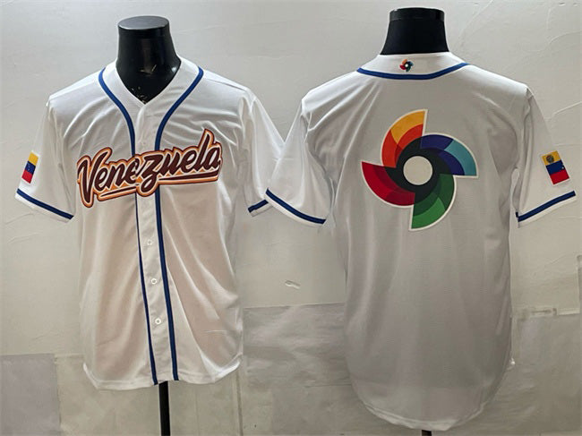 Venezuela Baseball White 2026 World Baseball Classic Big Logo Home Stadium Stitched Baseball Jersey