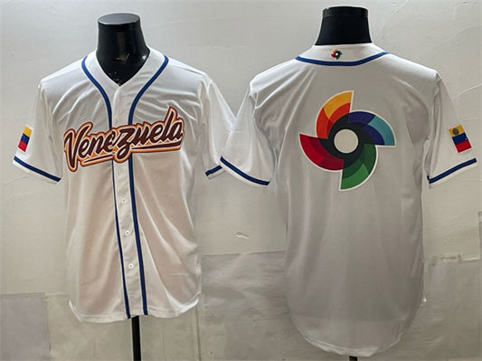 Venezuela Baseball White 2026 World Baseball Classic Big Logo Home Stadium Stitched Baseball Jersey