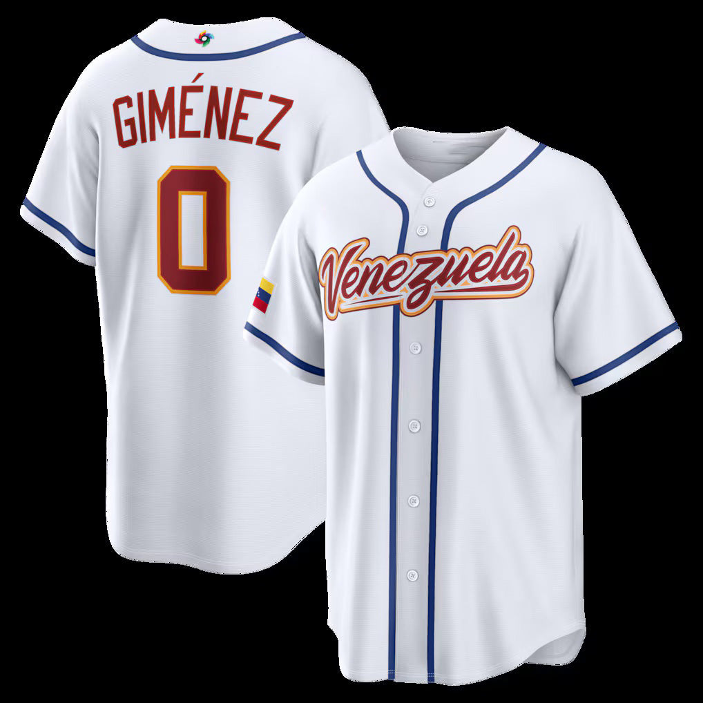 Venezuela Baseball #0 Andrés Giménez 2026 World Baseball Classic Home Stadium Jersey - White Baseball Jersey Puhics