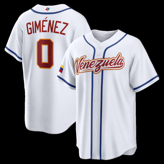 Venezuela Baseball #0 Andrés Giménez 2026 World Baseball Classic Home Stadium Jersey - White Baseball Jersey Puhics