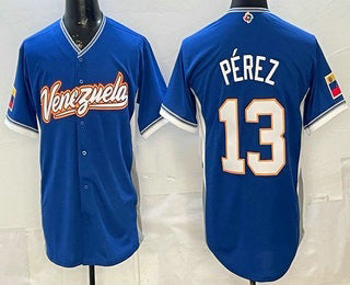 Venezuela Baseball #13 Salvador Perez Blue 2026 World Baseball Classic Cool Base Stitched Baseball Jersey