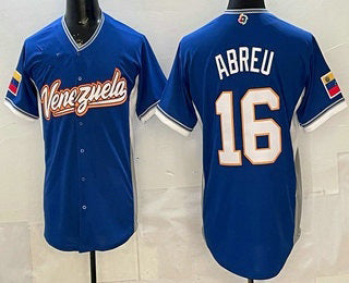 Venezuela Baseball #16 Wilyer Abreu Blue 2026 World Baseball Classic Cool Base Stitched Baseball Jersey