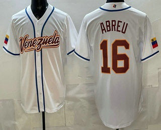 Venezuela Baseball #16 Wilyer Abreu White 2026 World Baseball Classic Cool Base Stitched Baseball Jersey
