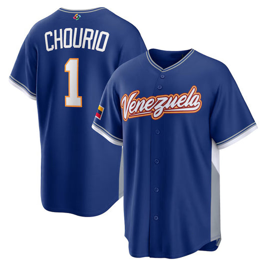 Venezuela Baseball #1 Jackson Chourio 2026 World Baseball Classic Road Stadium Jersey - Royal Baseball Jersey Puhics