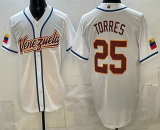 Venezuela Baseball #25 Gleyber Torres White 2026 World Baseball Classic Cool Base Stitched Baseball Jersey