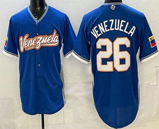 Venezuela Baseball #26 Venezuela Blue 2026 World Baseball Classic Cool Base Stitched Baseball Jersey