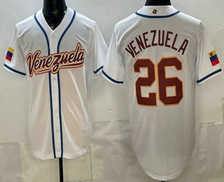 Venezuela Baseball #26 Venezuela White 2026 World Baseball Classic Cool Base Stitched Baseball Jersey