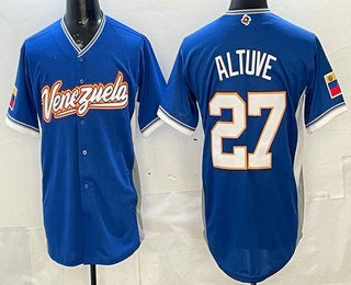 Venezuela Baseball #27 Jose Altuve Blue 2026 World Baseball Classic Cool Base Stitched Baseball Jersey