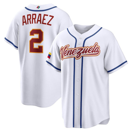 Venezuela Baseball #2 Luis Arraez 2026 World Baseball Classic Home Stadium Jersey - White Baseball Jersey Puhics