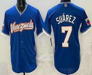 Venezuela Baseball #7 Eugenio Suarez Blue 2026 World Baseball Classic Cool Base Stitched Baseball Jersey