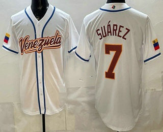 Venezuela Baseball #7 Eugenio Suarez White 2026 World Baseball Classic Cool Base Stitched Baseball Jersey