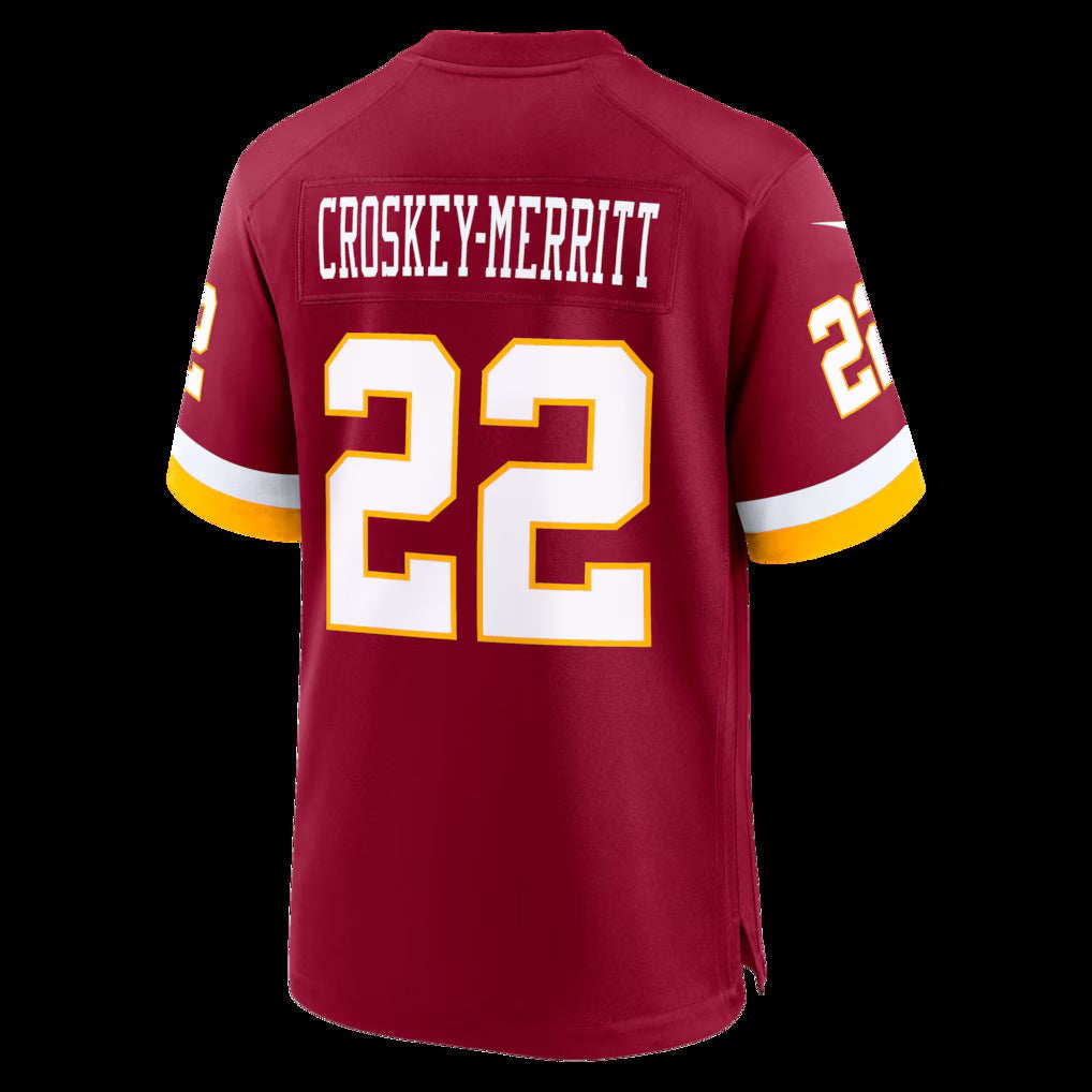 W.Commanders #22 Jacory Croskey-Merritt Burgundy Game Stitched Football American Jersey