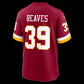 W.Commanders #39 Jeremy Reaves Burgundy Game Stitched Football American Jersey