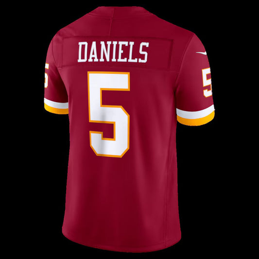 W.Commanders #5 Jayden Daniels Burgundy Vapor F.U.S.E. Sewn Down Limited Stitched Football American Jersey