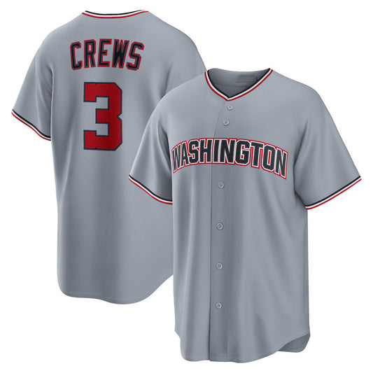 Washington Nationals #3 Dylan Crews Gray Road Replica Stitched Baseball Jersey