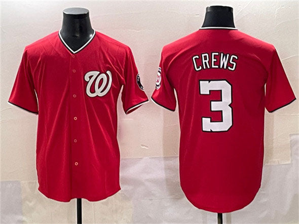Washington Nationals #3 Dylan Crews Red Limited Stitched Baseball Jersey