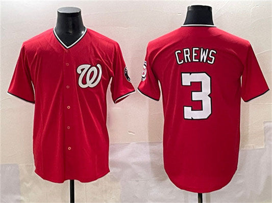 Washington Nationals #3 Dylan Crews Red Limited Stitched Baseball Jersey