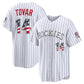 Colorado Rockies #14 Ezequiel Tovar USA 250 Fourth of July Home Stadium Jersey - White Puhics