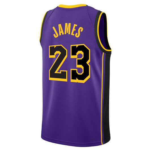 LA.Lakers #23 LeBron James Statement Edition Swingman Purple Stitched American Basketball Jersey