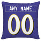 Custom B.Ravens Pillow Purple Football Team Decorative Throw Pillow Case Print Personalized Football Style Fans Letters & Number Birthday Gift Football Pillows