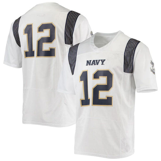 #12 N.Midshipmen Under Armour Replica Player Jersey White Stitched American College Jerseys