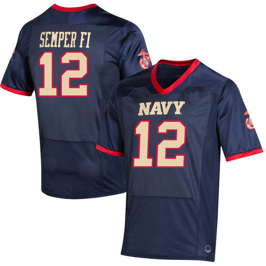 #12 N.Midshipmen Under Armour USMC Premier Special Game Replica Jersey Navy Stitched American College Jerseys