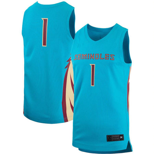 #1 F.State Seminoles Team Alternate Replica Basketball Jersey Turquoise Stitched American College Jerseys