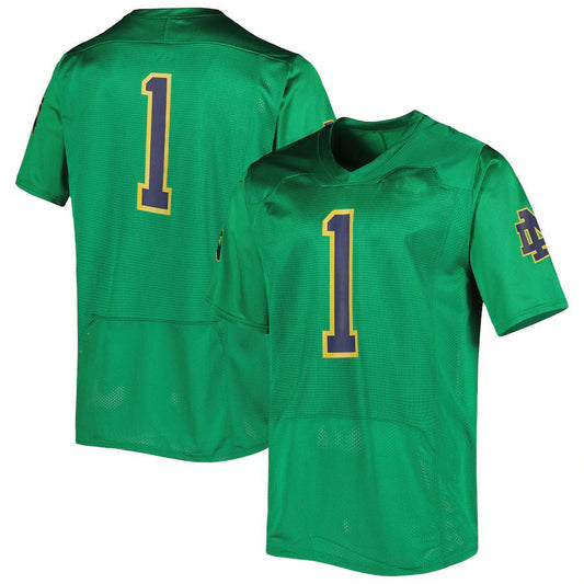 #1 N.Dame Fighting Irish Under Armour Team Wordmark Replica Football Jersey Green Stitched American College Jerseys