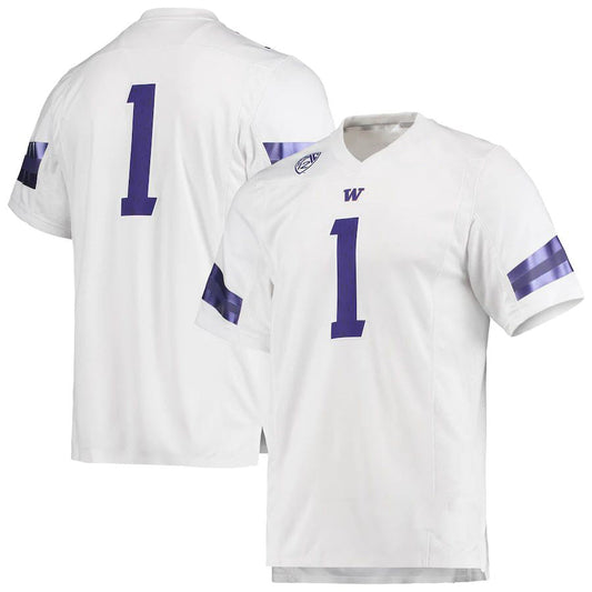 #1 W.Huskies Team Premier Football Jersey White Stitched American College Jerseys