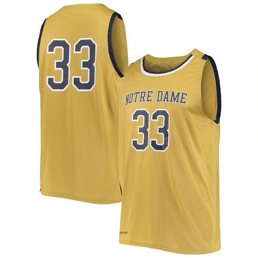 #33 N.Dame Fighting Irish Under Armour College Replica Basketball Jersey  Gold Stitched American College Jerseys