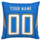 Custom LA.Chargers Pillow Decorative Throw Pillow Case - Print Personalized Football Team Fans Name & Number Birthday Gift Football Pillows