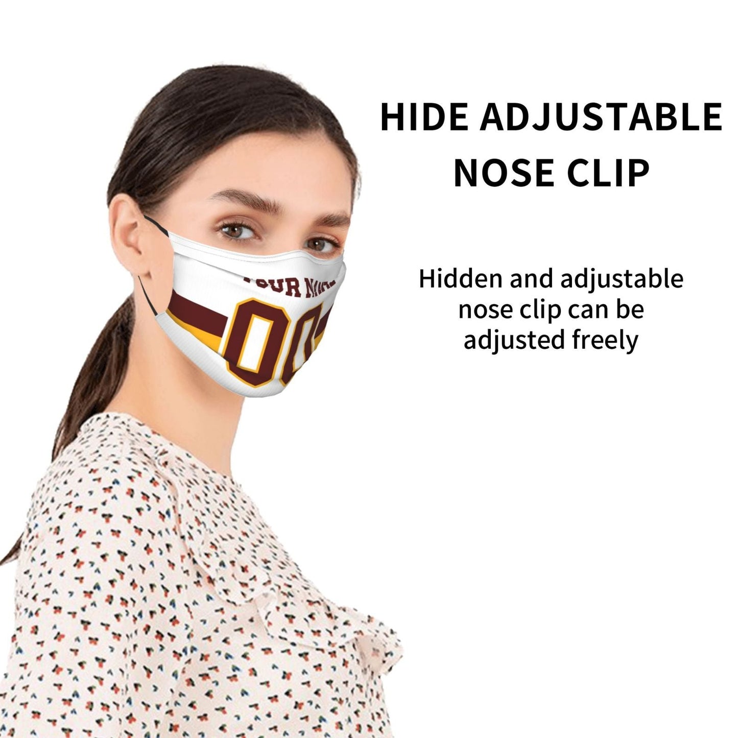 Custom W.Commanders Face Covering Football Team Decorative Adult Face Mask With Filters PM 2.5 White 2-Pack