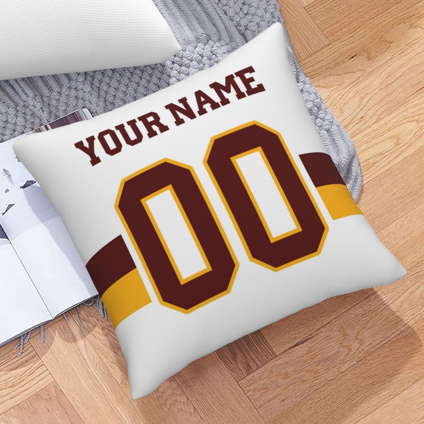 Custom W.Football Team White Decorative Throw Pillow Case - Print Personalized Football Team Fans Name & Number Birthday Gift