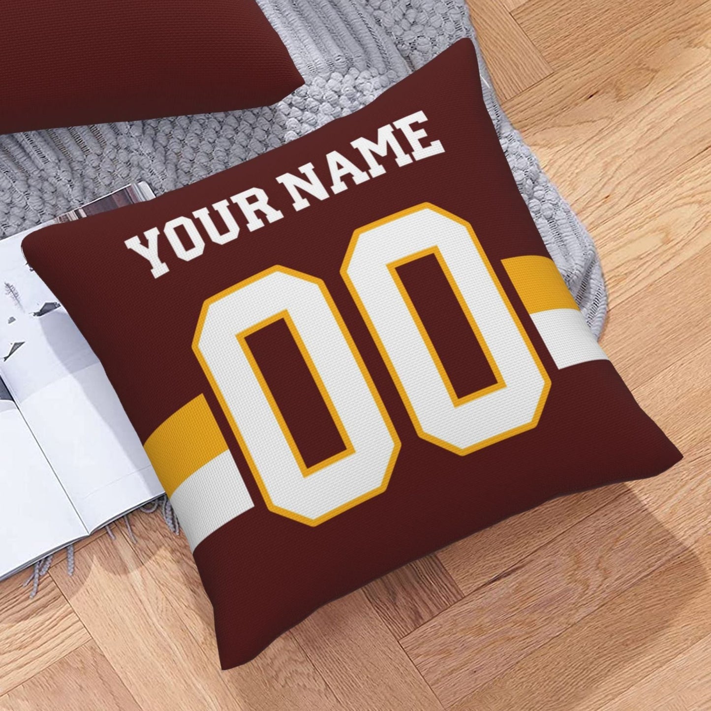Custom Burgundy W.Commanders Decorative Throw Pillow Case - Print Personalized Football Team Fans Name & Number Birthday Gift