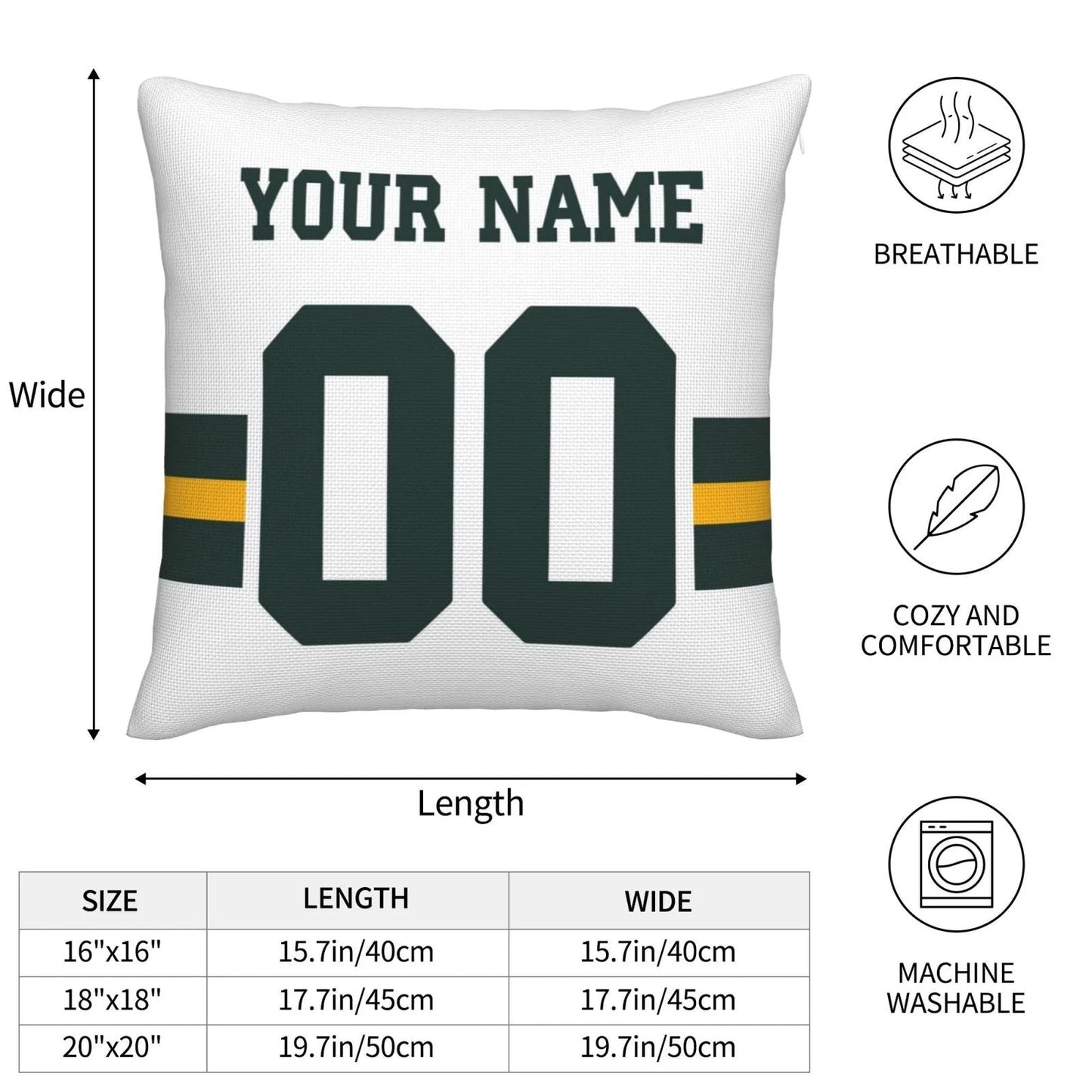 Custom GB.Packers Pillow Decorative Throw Pillow Case - Print Personalized Football Team Fans Name & Number Birthday Gift Football Pillows