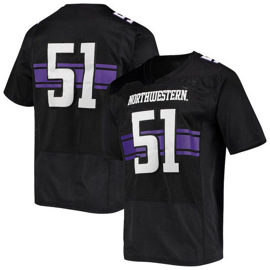 #51 N.Wildcats Under Armour Premiere Football Jersey Black Stitched American College Jerseys